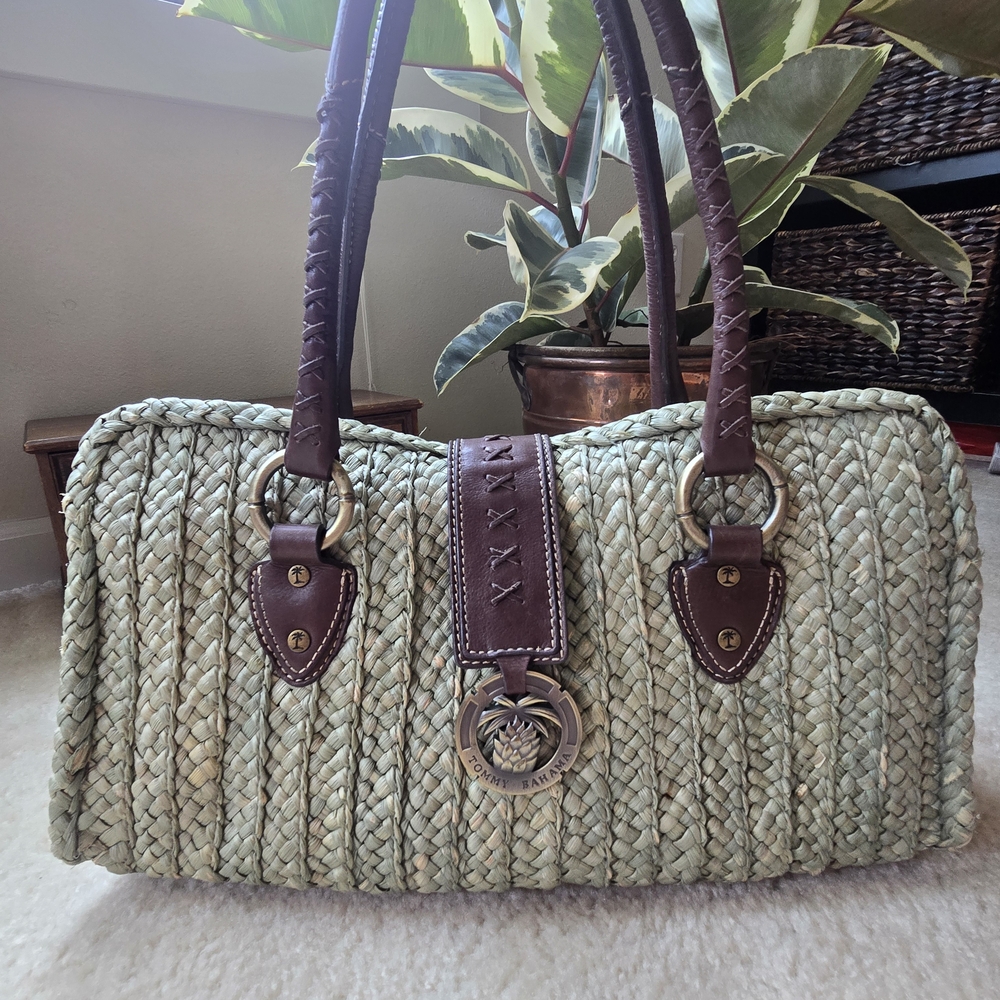 Tommy Bahama Woven Handbag with Brown Accents